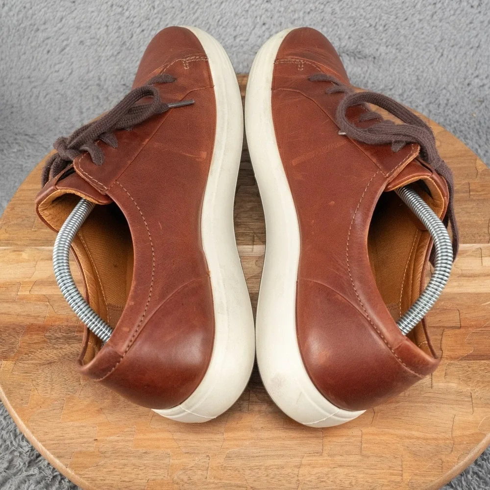 Ecco Soft 7 Shoes Mens Size 10 / EU 44 Brown Leather Lace Up Casual Sneakers